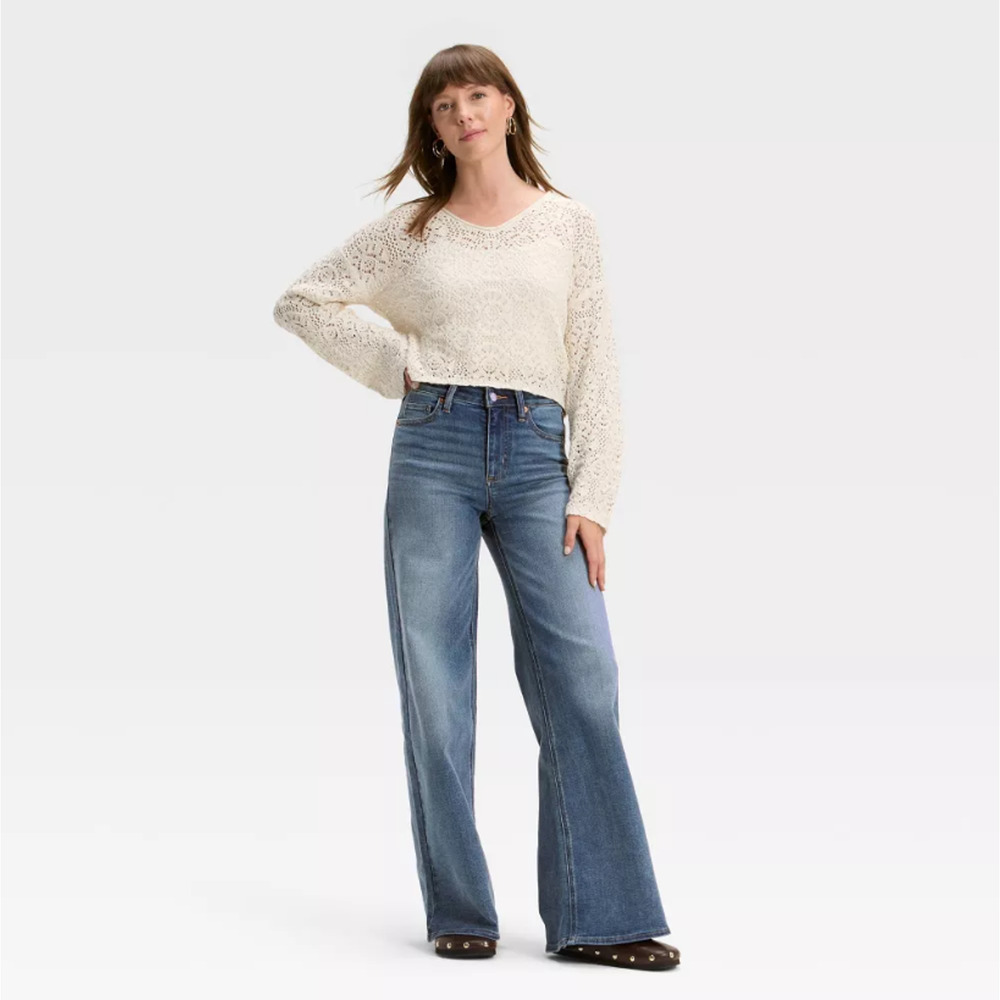 Universal Thread Womens High Rise Wide Leg Jeans Size 12 Vintage Medium Wash